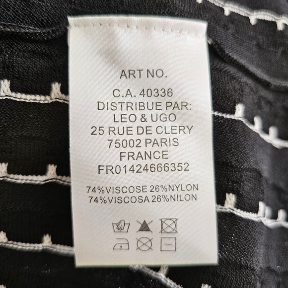 LEO & UGO Women's Black & White Striped Pullover Fit & Flare Zip Sweater Sz US 8 - Picture 10 of 14